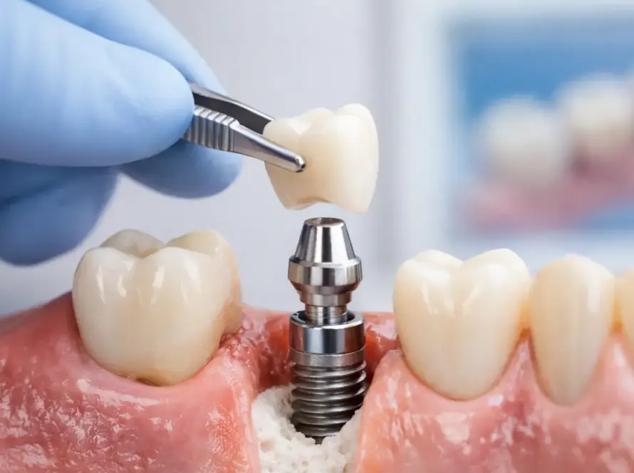 Cómo se coloca la corona en un implante dental